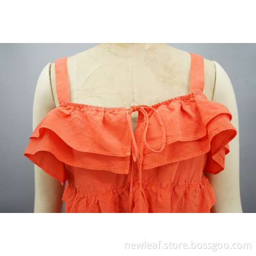 Neues Design Mode Girls ärmelloses Rüschengurtkleid